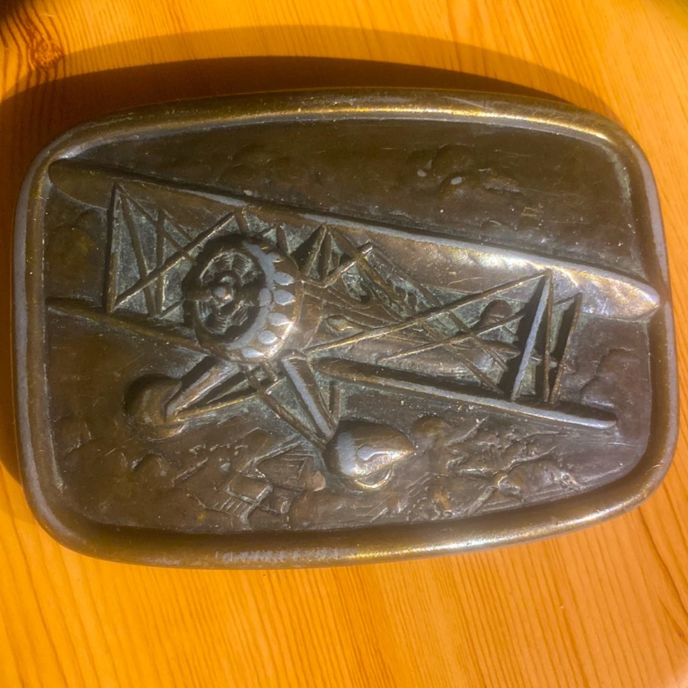 Vintage Avon Brass Color Bi-Plane vintage Belt Buckle
